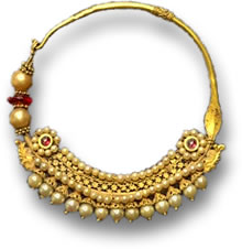 Indian Pearl and Ruby Nose Ring