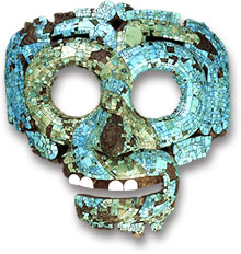 고대 메소아메리카 청록색 모자이크 마스크 복제품