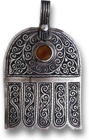 Silver and Amber Khamsa Pendant