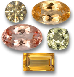 Untreated Diamond, Imperial Topaz, Morganite, Diaspore and Citrine Gems