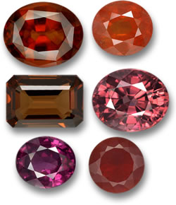 Untreated Hessonite, Spessartite, Enstatite, Zircon, Rhodolite and Fire Opal Gems