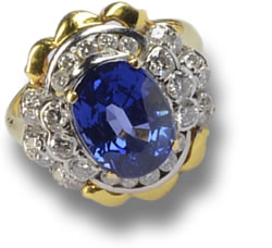 블루 실론 사파이어와 다이아몬드가 세팅된 골드 링