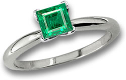 Square Emerald Solitaire Platinum Ring