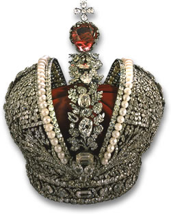 제국 러시아 왕관 - 다이아몬드, 진주 및 레드 스피넬