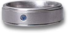 Men's Titanium and Sapphire Wedding Band