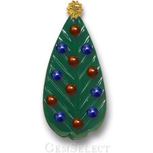 보석 크리스마스 트리 - 조각된 마노, 레몬 석영 별, 가넷 및 사파이어 장식용품