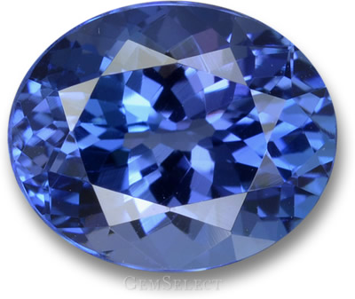 선명한 파란색 타원형 탄자나이트 원석
