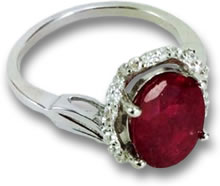 Rhodium-Plated Ruby Ring