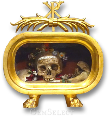 황금 유물함에 담긴 로마의 성 발렌타인의 해골