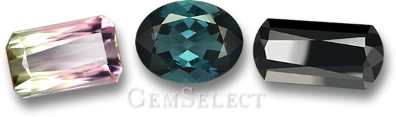 GemSelect의 수박, 블루 및 블랙 토르말린 보석