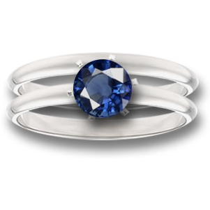 Blue Sapphire and White Gold Bridal Rings