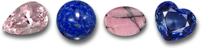 Kunzite, 청금석, Rhodonite 및 사파이어 사랑의 돌