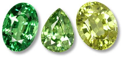 그린 가넷: 차보라이트(Tsavorite), 데만토이드(Demantoid), 그로술라라이트(Grossularite)