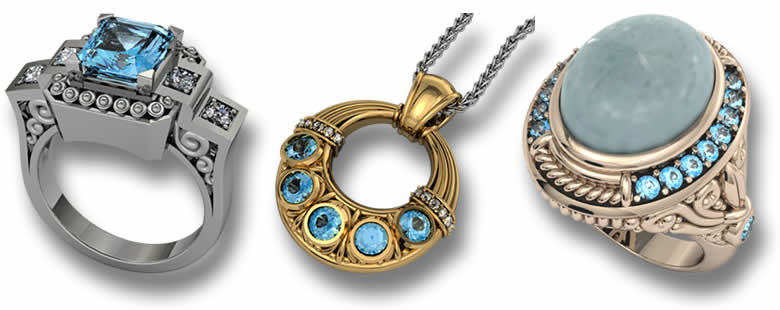 GemSelect가 디자인한 아쿠아마린 주얼리