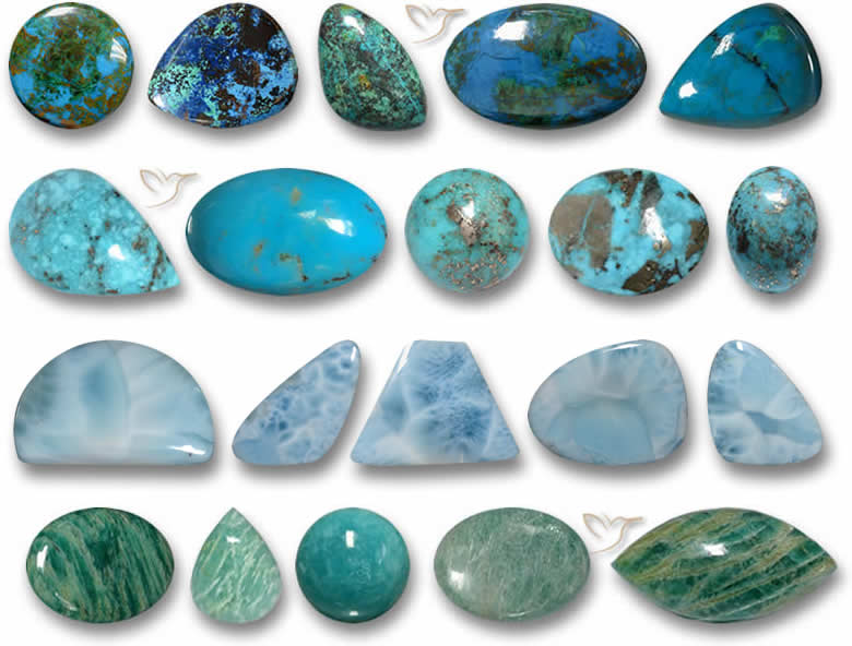 Chrysocolla, 청록색, Larimar 및 Amazonite
