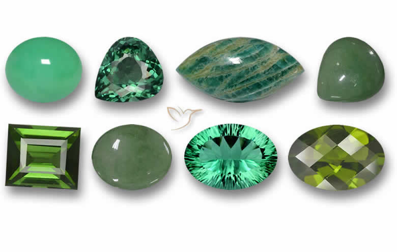 보석류에 사용되는 녹색 원형 원석