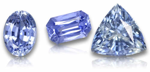 낱개로 된 밝은 파란색 사파이어 원석