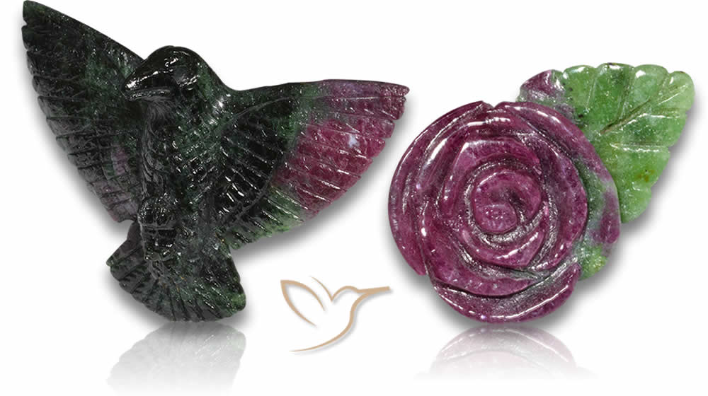 Zoisite 보석 조각의 루비