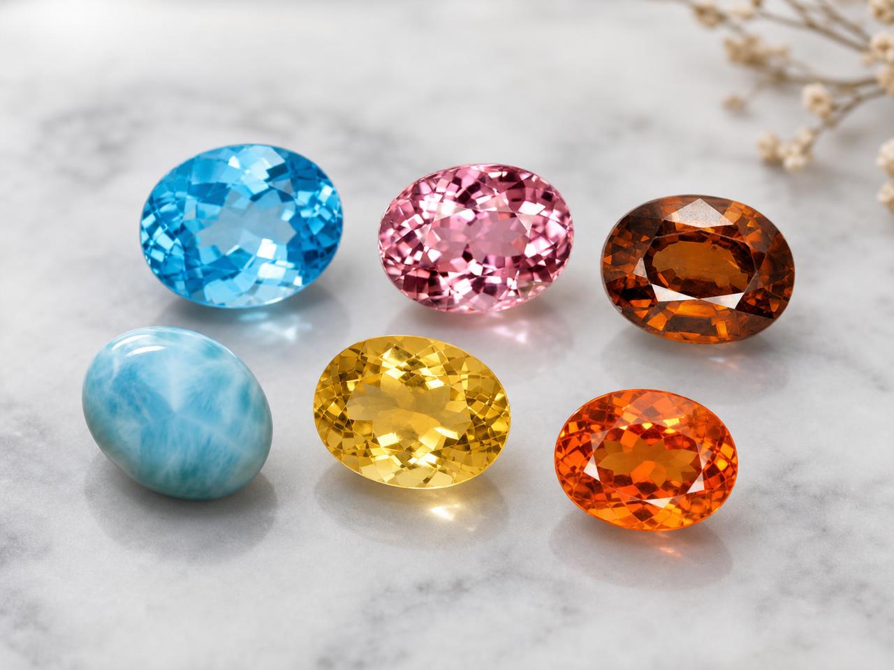 다양한 색상의 8x6mm 타원형 천연 원석입니다.