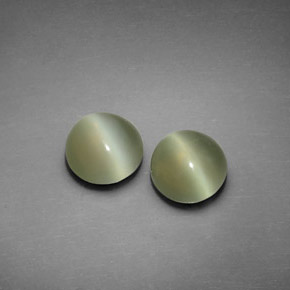 캐럿 천연 그린 Actinolite Cat's Eye 보석, 라운드 컷, 7.01 mm, 투명한