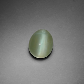 3.02캐럿 천연 그린 Actinolite Cat's Eye, 타원형 컷, 10.2×8 mm, 투명한
