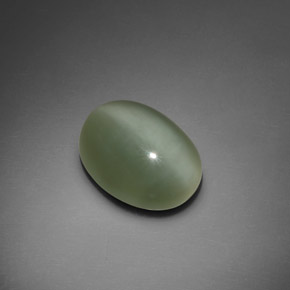 7.66캐럿 천연 그린 Actinolite Cat's Eye, 타원형 컷, 15.2×11.7 mm, 투명한