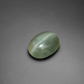 2.21캐럿 천연 그린 Actinolite Cat's Eye, 타원형 컷, 10.1×8 mm, 투명한