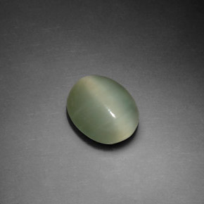 2.37캐럿 천연 그린 Actinolite Cat's Eye, 타원형 컷, 9.9×8 mm, 투명한