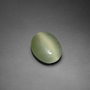 2.20캐럿 천연 그린 Actinolite Cat's Eye, 타원형 컷, 10×8 mm, 투명한