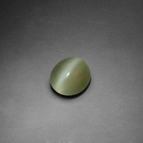1.25캐럿 천연 그린 Actinolite Cat's Eye, 타원형 컷, 7.5×6.7 mm, 투명한