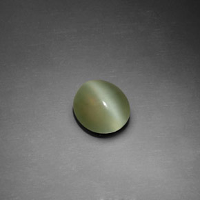 1.25캐럿 천연 그린 Actinolite Cat's Eye, 타원형 컷, 7.5×6.7 mm, 투명한