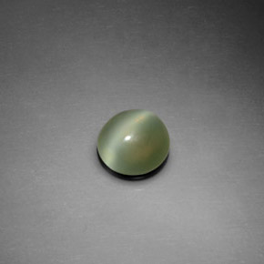 1.12캐럿 천연 그린 악티노라이트 캣츠아이, 라운드 컷, 6.80 mm, 투명한