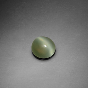 1.12캐럿 천연 그린 악티노라이트 캣츠아이, 라운드 컷, 6.80 mm, 투명한