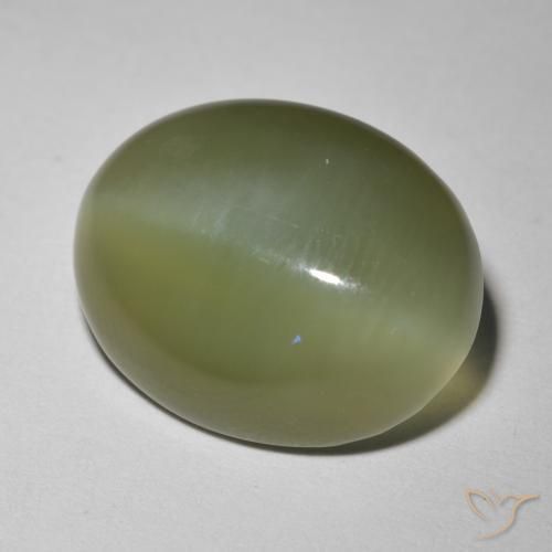 8.12ct 자연스러운 딥그린 액티노라이트 캣츠아이, 타원형, 투명한