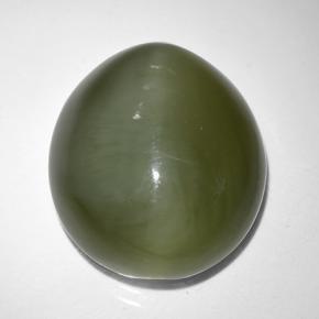 9.44캐럿 천연 그린 Actinolite Cat's Eye, 타원형 컷, 14.4×13.1 mm, 투명한