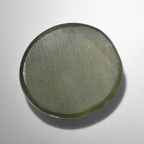 9.44캐럿 천연 그린 Actinolite Cat's Eye, 타원형 컷, 14.4×13.1 mm, 투명한