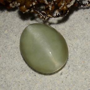 2.40캐럿 천연 그린 Actinolite Cat's Eye, 타원형 컷, 10.4×8.2 mm, 투명한