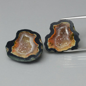 캐럿 천연 멀티컬러 아게이트 지오드 보석, 멋진 모양, 22.6×21.3 mm, 불투명체