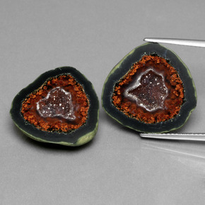 캐럿 천연 멀티컬러 아게이트 지오드 보석, 멋진 모양, 19.1×18.2 mm, 불투명체