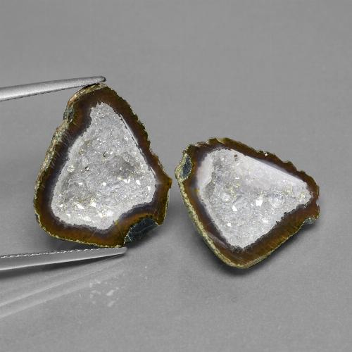 19.60캐럿 천연 멀티컬러 아게이트 지오드 보석, 멋진 모양, 19×17.1 mm, 불투명체