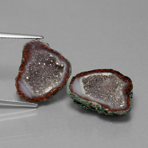 17.29캐럿 천연 멀티컬러 아게이트 지오드 보석, 멋진 모양, 18.7×14.6 mm, 불투명체