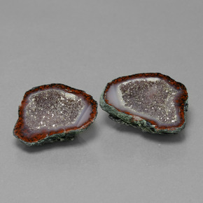 17.29캐럿 천연 멀티컬러 아게이트 지오드 보석, 멋진 모양, 18.7×14.6 mm, 불투명체