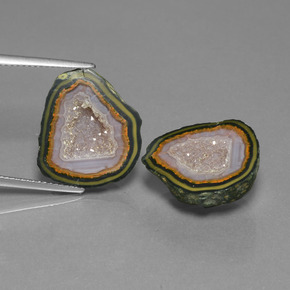 캐럿 천연 멀티컬러 아게이트 지오드 보석, 멋진 모양, 17.8×15.4 mm, 불투명체