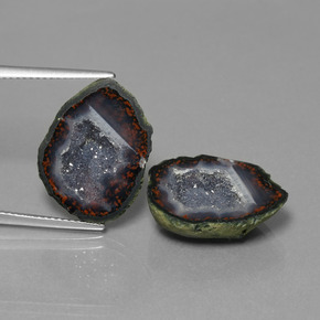 18.26캐럿 천연 멀티컬러 아게이트 지오드 보석, 멋진 모양, 18×14.6 mm, 불투명체