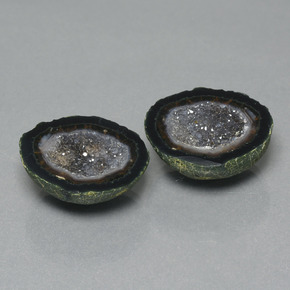 32.52캐럿 천연 여러 가지 빛깔의 녹색 마노 지오드 보석, 멋진 모양, 불투명체