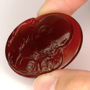 37.34캐럿 천연 레드 오렌지 아게이트, 투명한, 32.5×25.4 mm, 투명/반투명