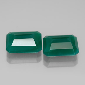 캐럿 천연 그린 아게이트 보석, 에메랄드 컷, 10.1×8.1 mm, 투명한
