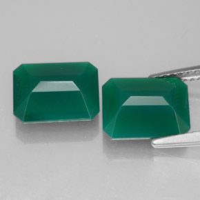 캐럿 천연 그린 아게이트 보석, 에메랄드 컷, 9.9×8.1 mm, 투명한