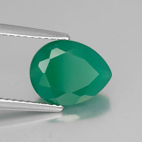 2.38캐럿 천연 그린 아게이트, 투명한, 10.1×8.1 mm, 투명/반투명