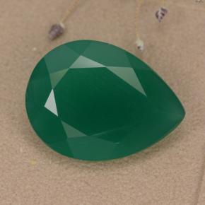 5.93캐럿 천연 미디엄 그린 아게이트, 배 모양, 16×11.9 mm, 투명한